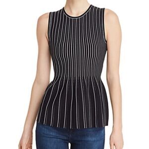 THEORY peplum shell black stripe lustrate new sz M